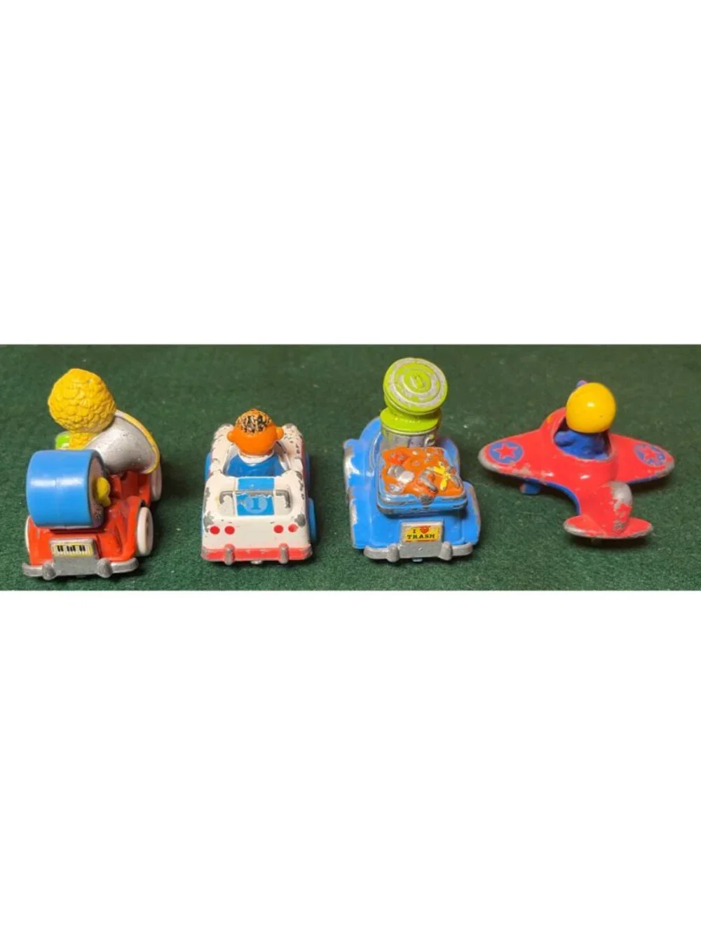 Vintage 1981-1987 Playskool Sesame Street Diecast Toy Cars & Plane Set Of 4